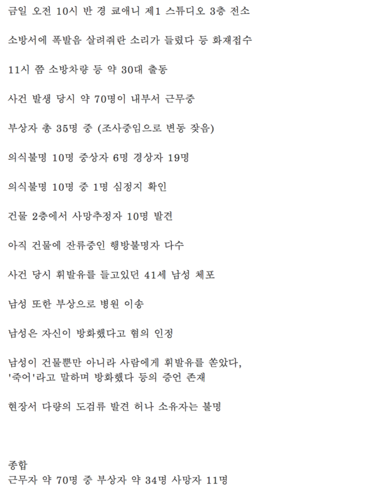  쿄애니 교토 애니메이션 방화로 인한 화재... 사상자 다수 ㅠㅠㅠ 이럴수가 ㅠㅠㅠㅠ