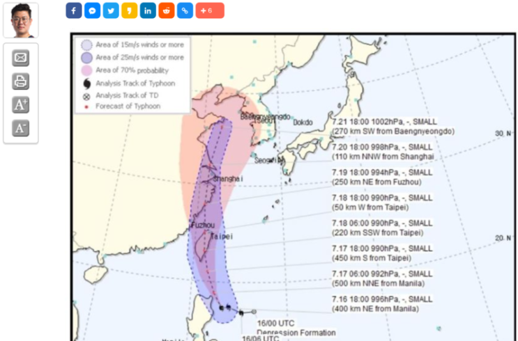  태풍 다나스 북상