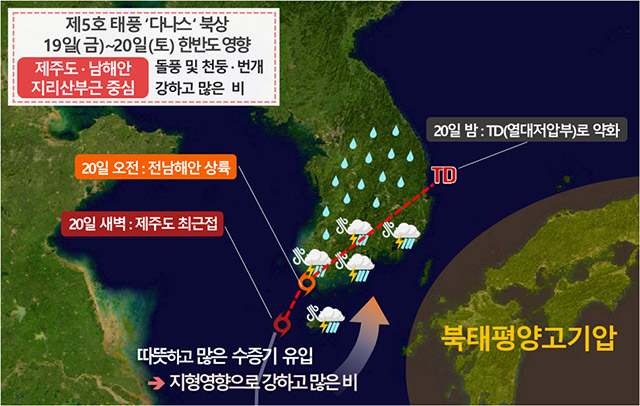  20일, 전국 비구름 확대 ! 태풍 ‘다나스’ 및 주말 날씨 예보