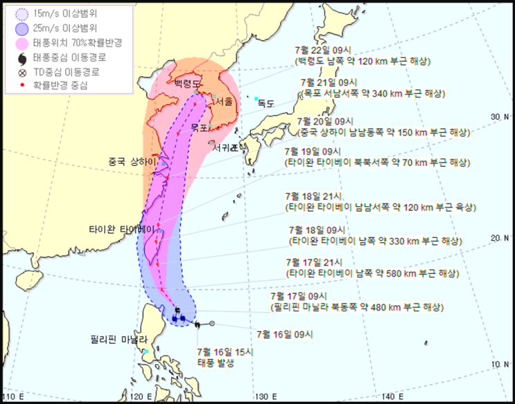  태풍 다나스가 북상하고있어요 ~!
