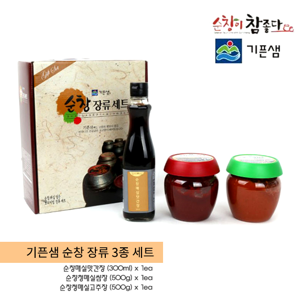 기픈샘 순창 장류 3종 세트 , 순창매실맛간장 300ml/순창청매실쌈장 500ml/순창청매실고추장 500g : 가격 15,000원