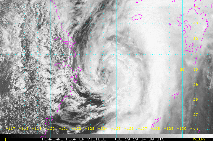 제 5호 태풍 다나스(201905, 06W TS Danas), 현재 제주도 남쪽 해상까지 북상. 내일 한반도 상륙 후 관통 유력.