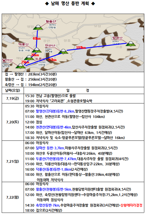  땅끝 명산 섭렵하기~
