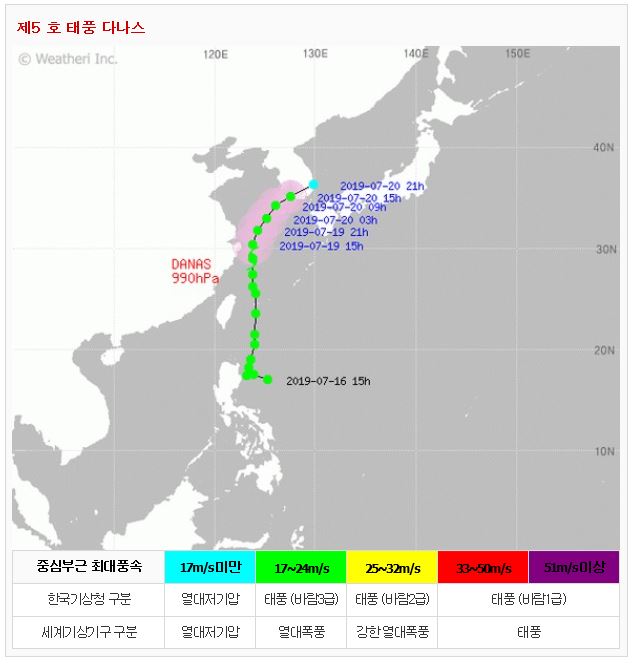  장마전선과 태풍 '다나스'북상...전국 흐리고 비,바람