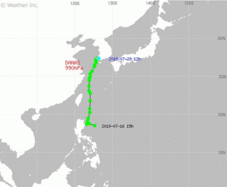 태풍위치 실시간 태풍 현재위치 w.태풍 다나스 경로