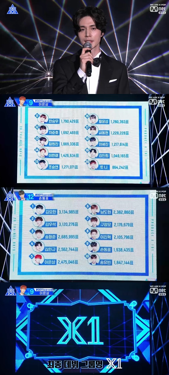  '프로듀스X101' 엑스원 센터 김요한→X 이은상…이진혁·김민규 반전 