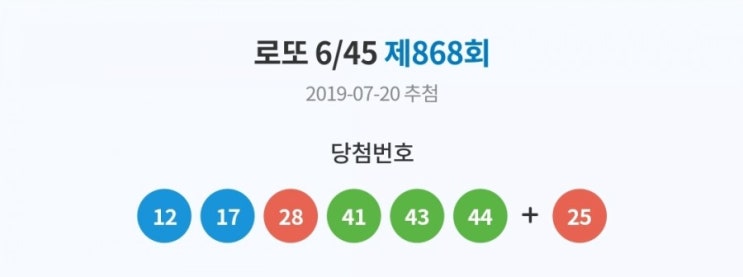  7월 20일 토요일 제 868회 로또당첨번호를 알려드립니다!