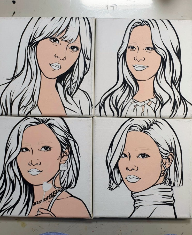  [팝아트 원데이]걸그룹 마마무  화사,문별,솔라,휘인 밑그림 스케치 준비하기