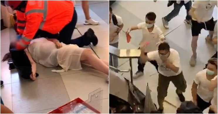  홍콩 백색테러 쇠막대 폭행 임산부포함(동영상)