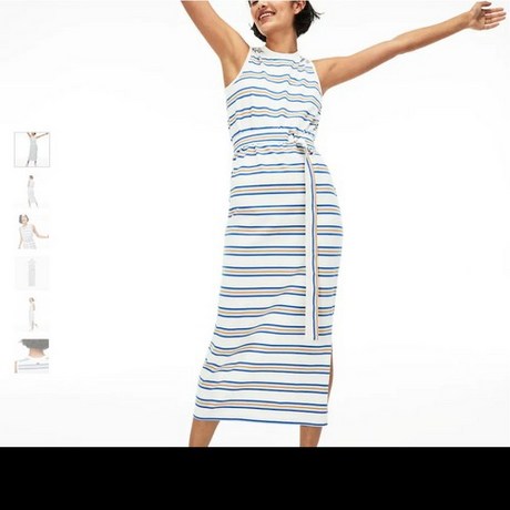  라코스테 원피스 LIVE Cotton Long Dress 화이트 스트라이프 (162,600원)