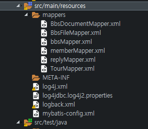 mapper의 경로(위치)  : xml파일 DB(데이터베이스) 와 연결