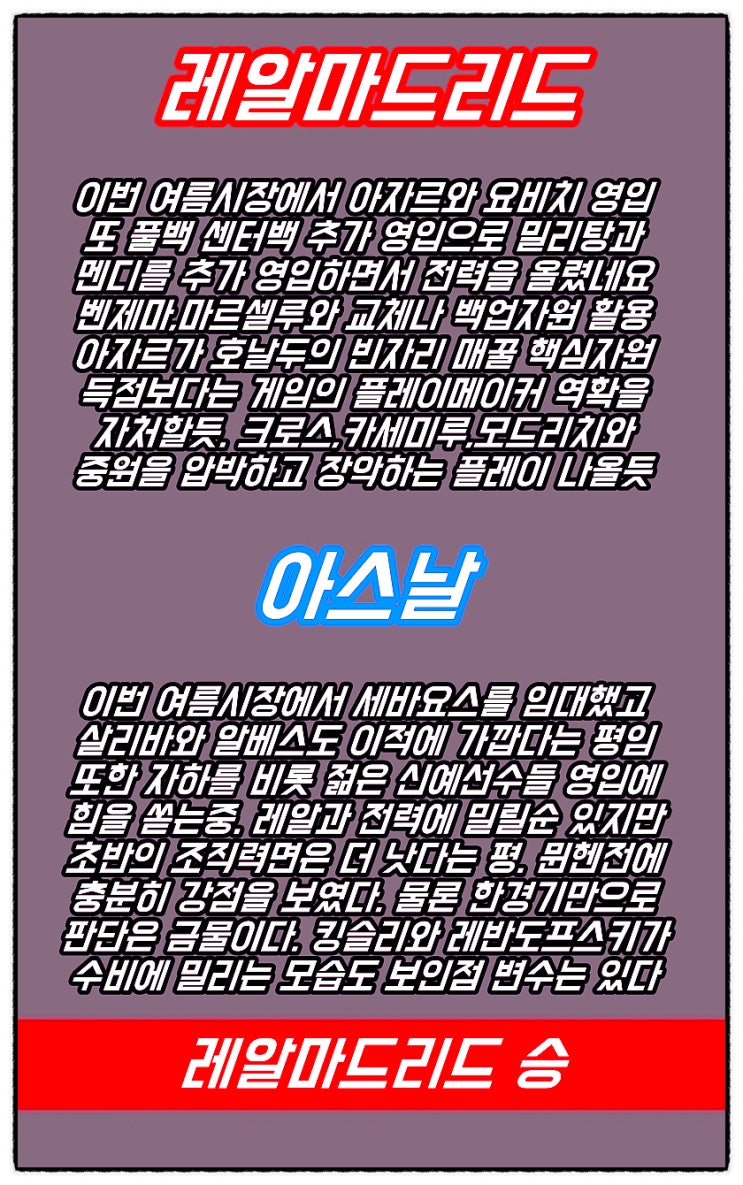  레알마드리드 아스날 24일 ICC컵 분석 및 조합