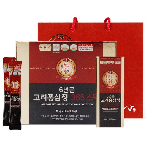  정원삼 6년근 고려홍삼정 365스틱 10 g x 30p + 쇼핑백