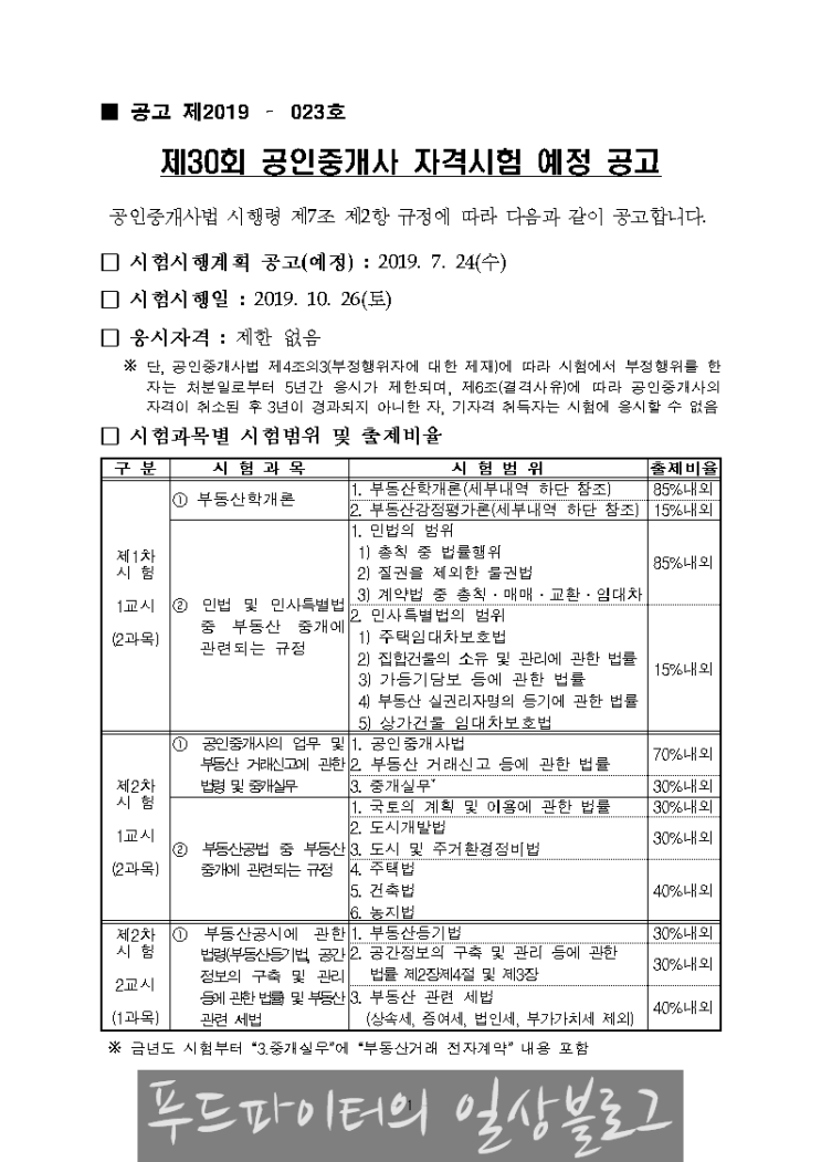  어려운 공인중개사 시험 준비는 어떻게 할까? 제30회  공인중개사 시험접수 및 일정