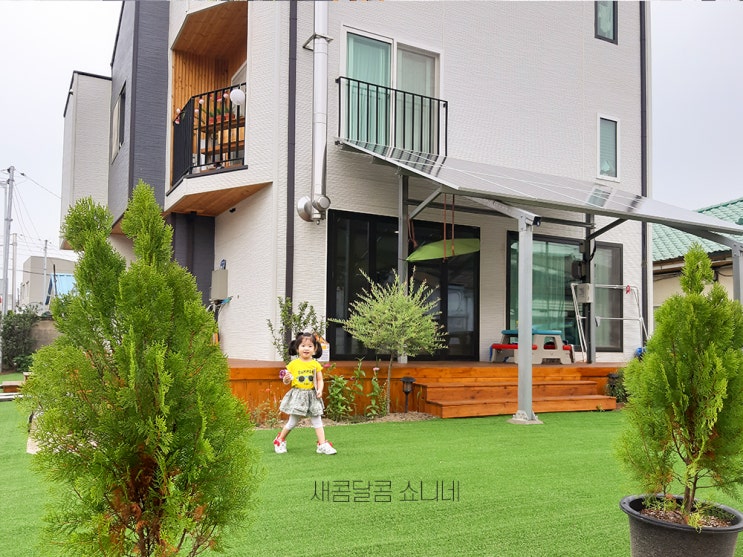  결국 마당에 인조잔디 깔았어요!