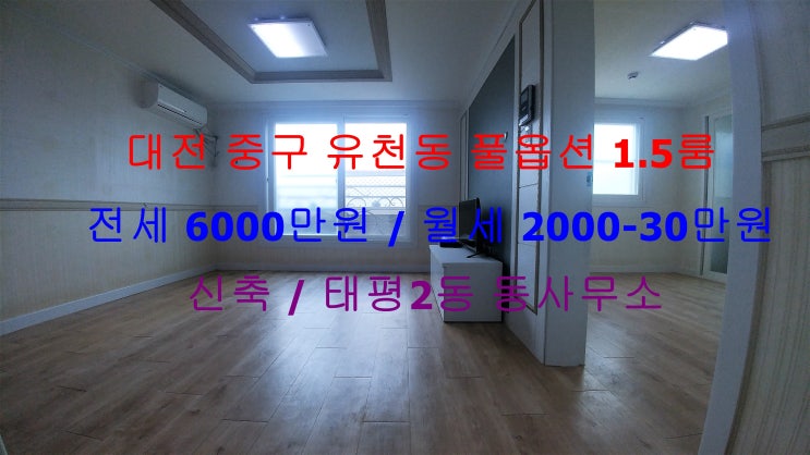  (대전 중구 유천동) 태평2동 동사무소 인근에 있는 신축! 구조가 엄청 이쁜 풀옵션 1.5룸 전세 월세 모두 가능한 매물입니다 ^^