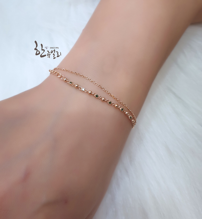 행운을 주는 그린다이아팔찌 14k/18k 선택사항 행운을 주는 그린다이아팔찌 14k/18k 선택사항