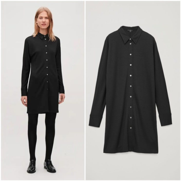  세일(XS 마지막 한장,착샷첨부) COS WIDE-SLEEVE JERSEY SHIRT DRESS