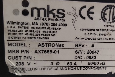 MKS RPS 6L AX7685-01 중고 판매 : 네이버 블로그