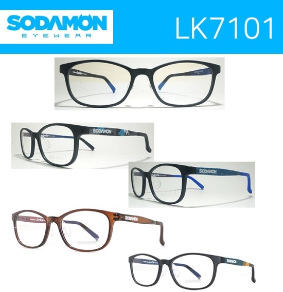  LK7101 소다몬 측면의 포인트 컬러로 된 패턴이 돋보이는 주니어/여성 안경테