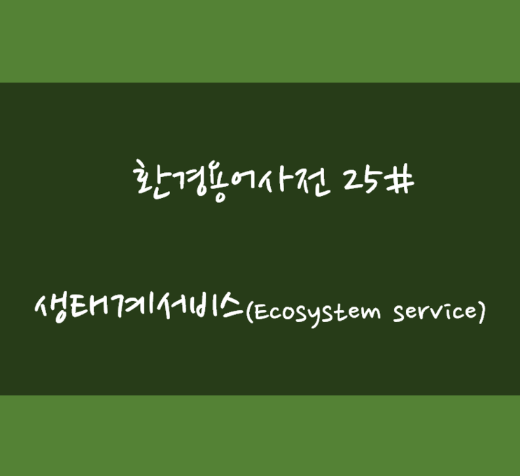 [환경용어] 25# 생태계서비스 (Ecosystem service) / 자연이 우리에게 주는 공급, 지원, 조절, 문화 서비스