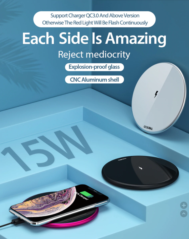  무선 충전 패드 고속 15W 중국 직구 내돈 주고 산 솔직 후기 (가성비, Aliexpress wireless charger, Qi, 무선 충전 패드, 무선 충전기)