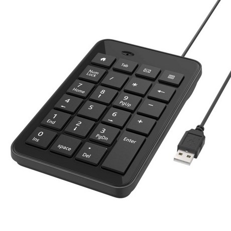  손녀 숫자 키패드 휴대용 울트라 슬림 미니 USB 풀 사이즈 23 키 노트북 데스크탑 PC 노트북을위한 키보드 - 블랙