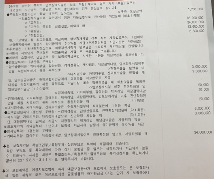  2013년 가입한 50대 어머니 삼성생명 암보험 봐주세요~ ㅠㅠ
