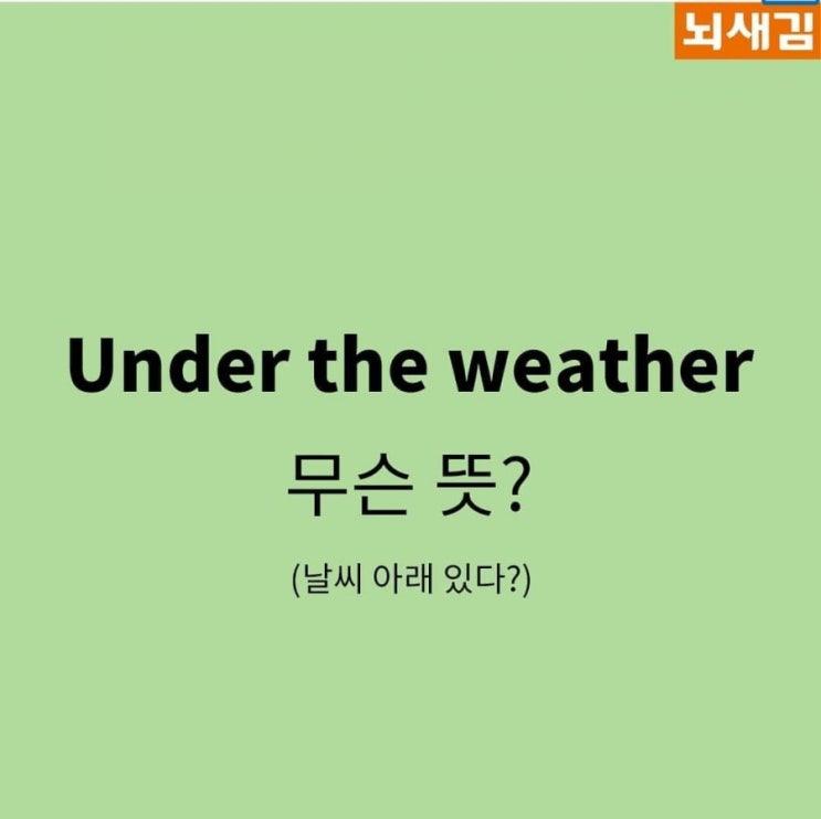  원어민 필수회화 - 몸이 안좋아 영어로?