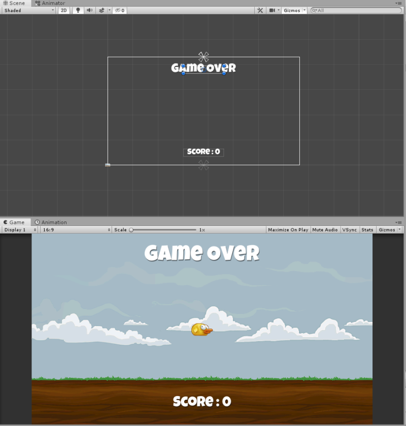 [유니티 게임 제작 연습] C03. 플래피 버드 스타일 게임 만들기 - 스코어 UI, Game Over UI 세팅 : 네이버 블로그