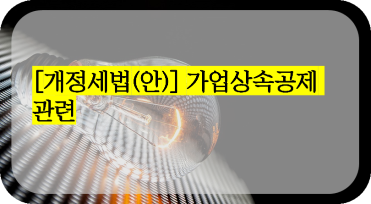  [개정세법(안)] 가업상속공제 관련