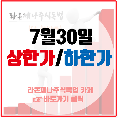 7월30일 상한가(쌍방울/TBH글로벌/하이트진로홀딩스우/양지사/켐트로스/한일화학/바른손)하한가(액션스퀘어/두올산업)