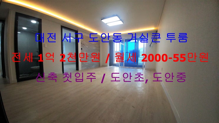  (대전 서구 도안동) 도안초 , 도안중 사이에 있는 거실이 엄청! 큰 신축 첫입주 투룸 전세 월세 모두 가능한 매물입니다 ^^