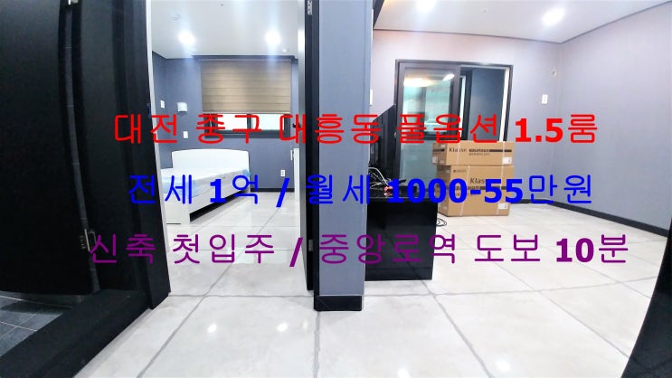  (대전 중구 대흥동) 중앙로역 도보 10분 거리에 있는 신축 첫입주 !! 풀옵션 1.5룸 전세, 월세 모두 가능한 매물입니다 ~ ^^