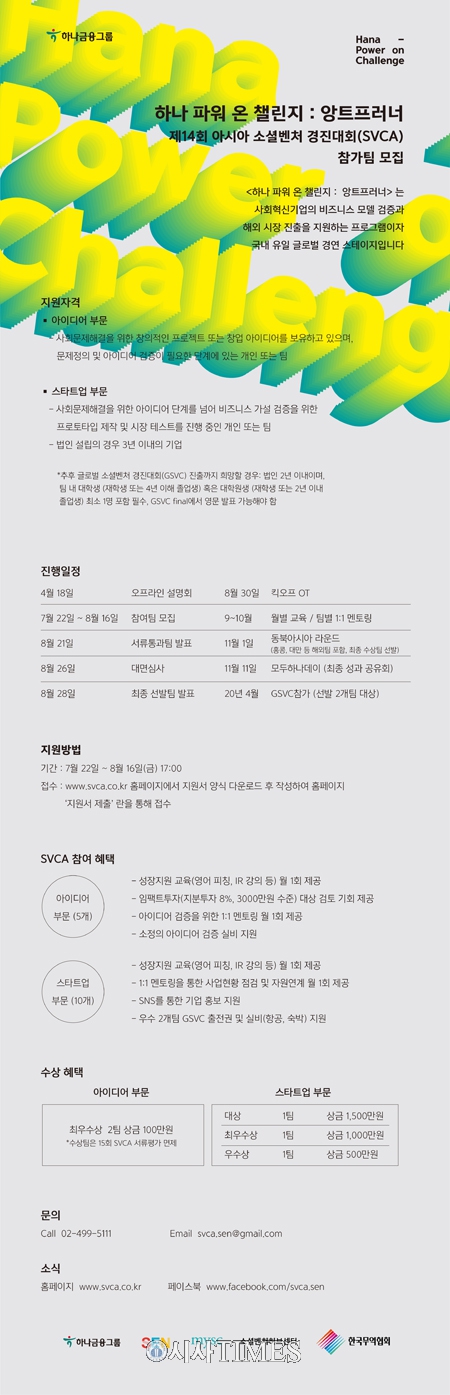  제14회 아시아 소셜벤처 경진대회(SVCA) 참가자 모집