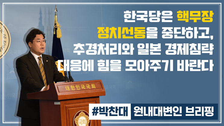 [박찬대 원내대변인 브리핑] 한국당은 핵무장 정치선동을 중단하고, 추경처리와 일본 경제침략 대응에 힘을 모아주기 바란다