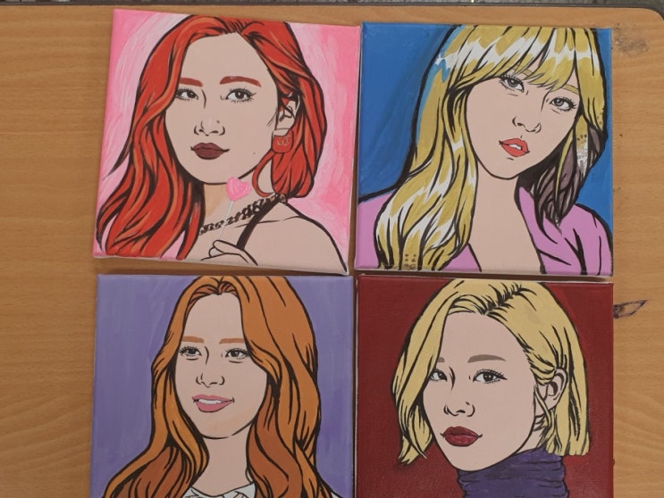 [팝아트 원데이] 자양중학교 마마무 화사,솔라,문별,휘인 인물화 2시간 완성하기