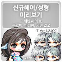  [신규 캐시 T_1.2.090] 메이플스토리 신규헤어 & 성형 미리보기 : 세렌 헤어 / 세렌 얼굴, 구르미 얼굴, 파리한 얼굴