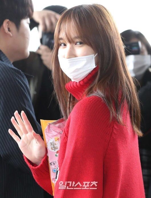  트와이스 미나, 부축 받으며 입국…JYP '아티스트 건강회복 집중'