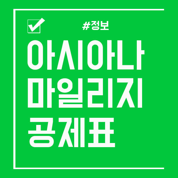  아시아나항공 마일리지 공제표 그리고 사용방법!
