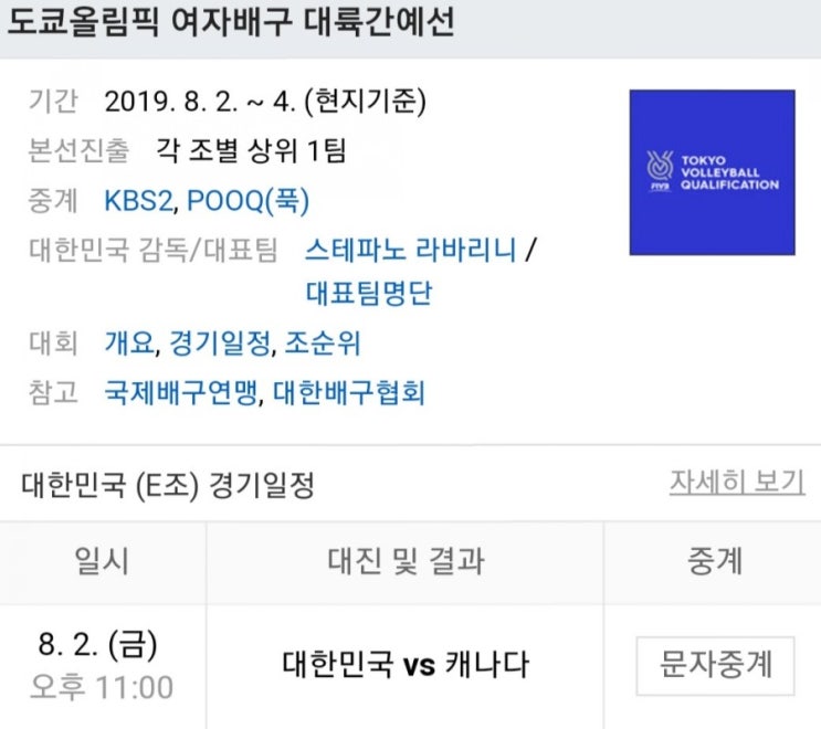 2019.08.02 도쿄올림픽 여자배구 대륙간예선 조별리그 1차전 대한민국 캐나다 2019.08.02 도쿄올림픽 여자배구 대륙간예선 조별리그 1차전 대한민국 캐나다