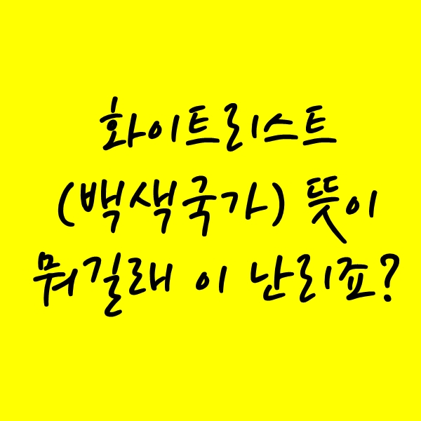  화이트리스트 뜻, 백색국가 뜻이 뭐길래 이 난리야?