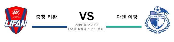  [CHA SL]  8월2일  20시35분  충칭 리판vs다롄 이팡   충칭 리판  다롄 이팡