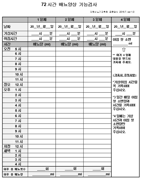  배뇨일지- 야간뇨 및 과민성 방광 진단의 필수 단계