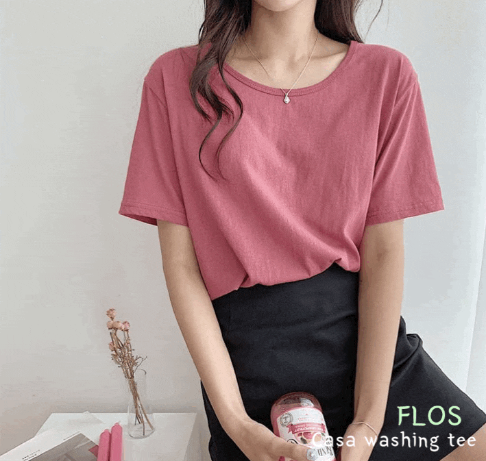  FLOS  CASA 워싱티  / 여리여리 내추럴한 베이직 티셔츠 / 여섯 가지 색상 
