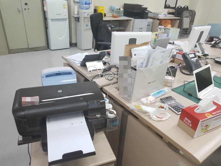  울산무한프린터 복합기 수리전문 - 프린텍울산 - 경남은행 BNK투자증권 사무실에 HP8100프린터수리