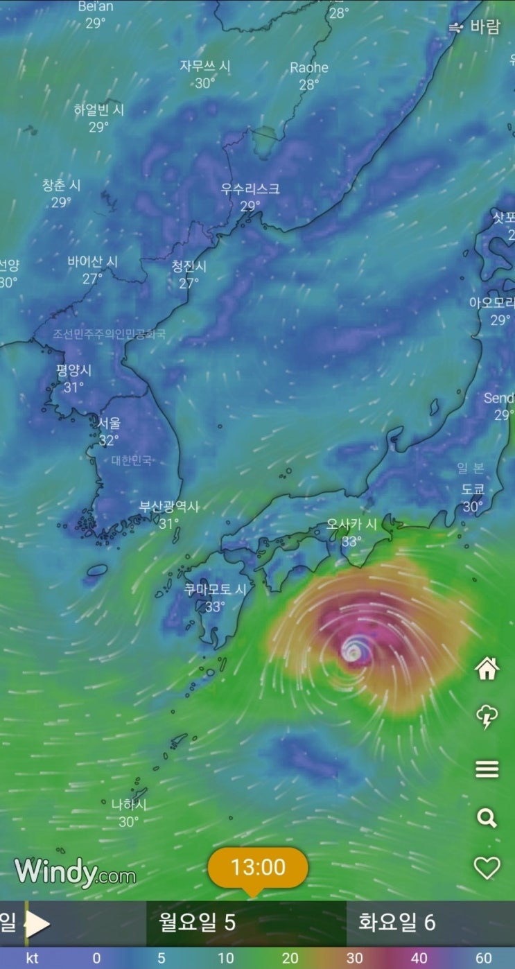  제8호 태풍 프란시스코 미국 기상청과 또 다르다.