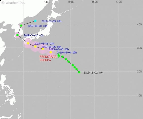 8호 태풍 프란시스코/폭염특보/열대야/프란시스코/태풍 경로/일본/대처요령/태풍 위치/기상 청/태풍예보/9호태풍..