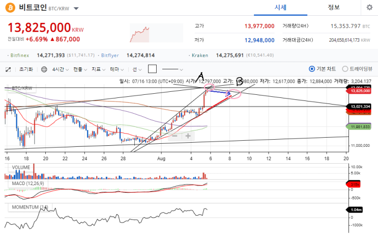 비트코인 차트 분석 19.8.5