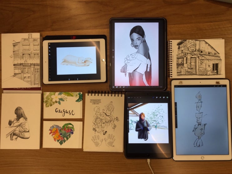  카페에서 함께 드로잉 서울 취미미술 그림 동호회 7월 마지막 강남역 정모 모임 후기 (디지털 일러스트 손그림 소모임)